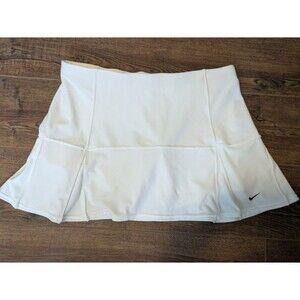 Vintage Nike Fit Dry White Poly Blend Stretch Skort Skirt Short Sz L Tennis Golf
